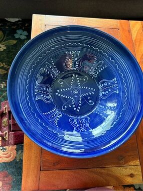 Handmade For William Sonoma Hungary 15 Inch Cobalt Blue Serving Bowl